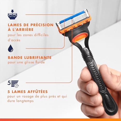 Gillette Rasoir Fusion5 Pour Hommes, Pack De 12 Authentiques, 5 Lames Lubrifiantes, Rasage Éfficace, Lot De Rechange Ave