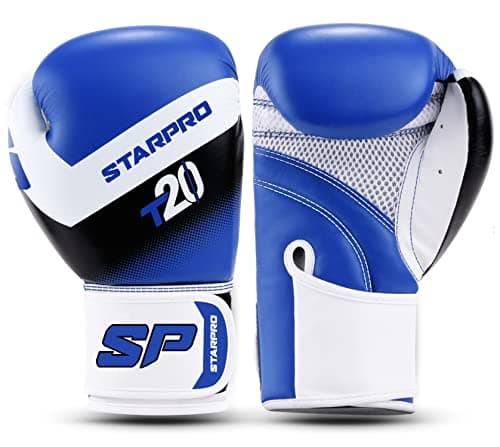 Gants de Boxe Starpro Obsidienne Noir Mat Cuir Fuax – Entraînement, Sparring et Kickboxing pour Adultes – 8 oz, 10 oz, 1 — Bleu