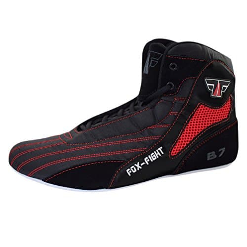 FOX-FIGHT B7 Bottes de boxe pour combat, athlétisme et fitness - Noir/Rouge