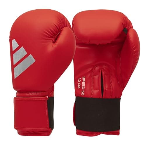 adidas Gants de Boxe Speed 50 - Protection Renforcée pour Entraînement Pro et Compétition - Nouvelle Génération de 500g — Rouge/argenté