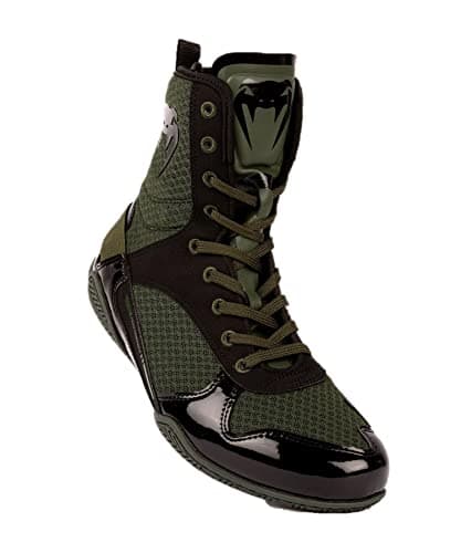 Venum Elite Chaussures de Boxe Mixte Adulte en Cuir Offre Supreme Impact Protection Taille 10 US Chaussures de Boxe Mixt — Kaki