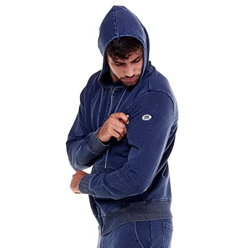 LEONE 1947 Sweat à capuche Indigo Blue Homme Denim Wash M