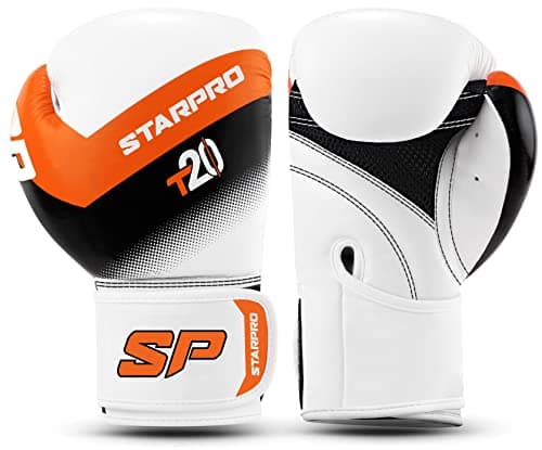 Gants de Boxe Starpro Obsidienne Noir Mat Cuir Fuax – Entraînement, Sparring et Kickboxing pour Adultes – 8 oz, 10 oz, 1 — Orange