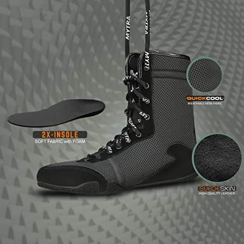 Mytra Fusion Chaussures de Boxe Suede Cuir Boots de Boxe pour Homme et Juniors
