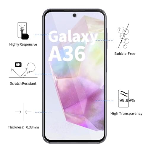 NEWSONALot de 3 Verres Trempés pour Samsung Galaxy A36 / A56 5G | Protection Haute Transparence Anti-Rayures Sans Bulles
