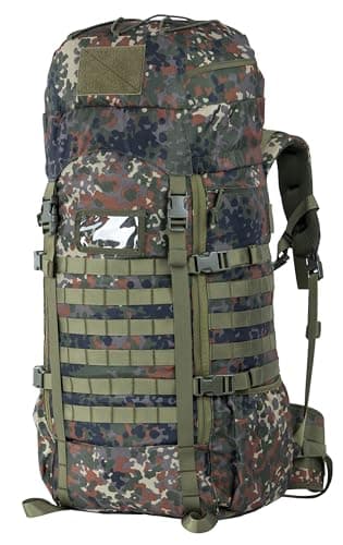BACKFERRY Sac à dos tactique de 75 l avec cadre interne Molle système d'hydratation pour chasseurs et randonneurs — Camouflage Flecktarn