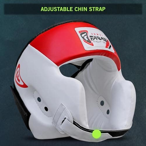 Farabi Sports Casque de Boxe avec Sangle réglable - Protection de tête pour Muay Thai, Sparring, Arts Martiaux - Casque