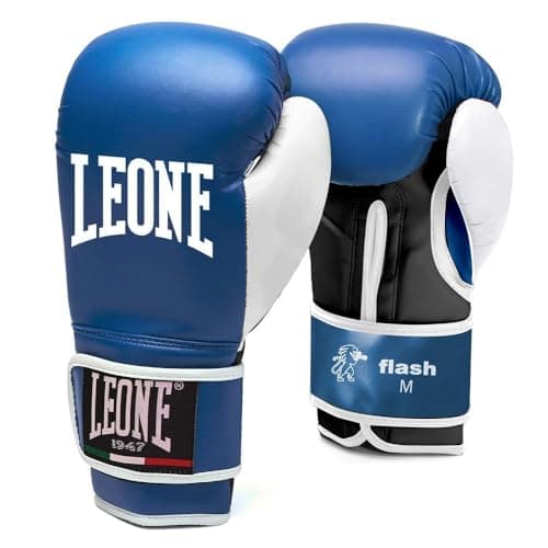 LEONE 1947 Gants de Boxe Flash - Cuir Synthétique de Qualité pour Amateurs, Coupe Classique avec Amortissement Premium, — blue