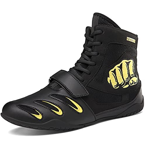 BLBK Chaussures d'haltérophilie haute performance pour homme adapté au gym — Noir et Jaune
