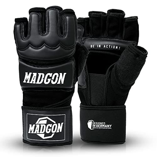 MADGON Gants MMA Pro - Pour Entraînement et Combat Libre (Beginners & Experts) – Doublure Respirante et Renforts Résista