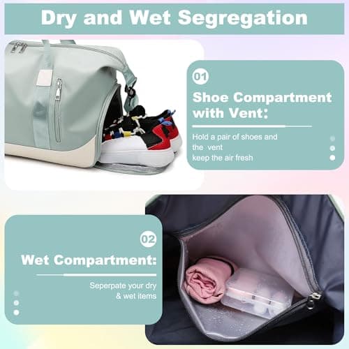 Tokeya Sac de Sport Imperméable Homme Femme pour Fitness Piscine, 40L Pliable Léger Sac Week-end avec Compartiment Chaus