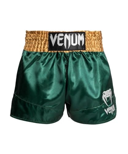 Short de MuayThai Venum Classique Homme - Shorts Venum Classique pour Sportifs - Shorts de MuaiThai Top Sélect — Vert/Or/Blanc