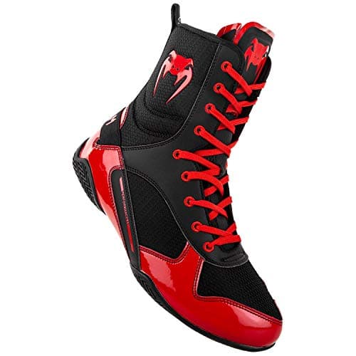 Venum Elite Chaussures de Boxe Mixte Adulte en Cuir Offre Supreme Impact Protection Taille 10 US Chaussures de Boxe Mixt — Noir Rouge