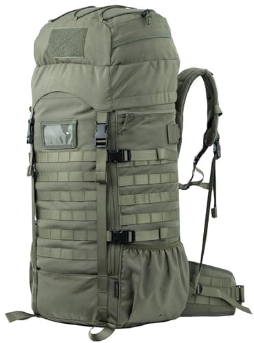 BACKFERRY Sac à dos tactique de 75 l avec cadre interne Molle système d'hydratation pour chasseurs et randonneurs — Vert Olive