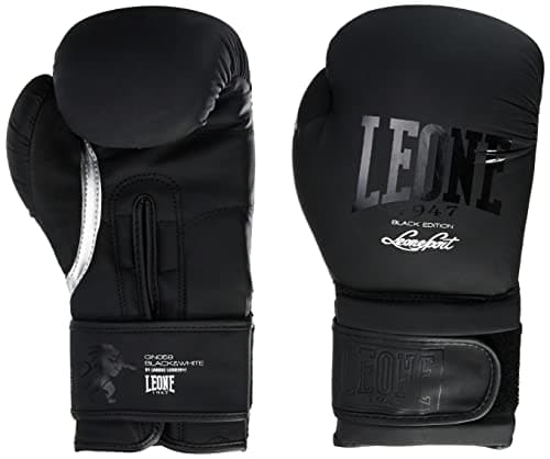 Leone 1947 Gants de Boxe Noirs et Blancs pour Professionnels en Combat — Noir