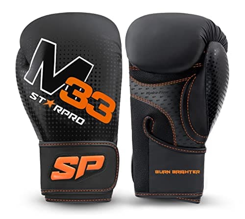 Gants de Boxe Starpro Obsidienne Noir Mat Cuir Fuax – Entraînement, Sparring et Kickboxing pour Adultes – 8 oz, 10 oz, 1 — Noir mat/Orange néon