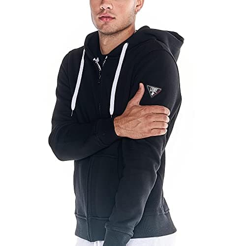 LEONE 1947 Sweat-shirt pour homme Full Zip Noir Usage quotidien confortable et tendance