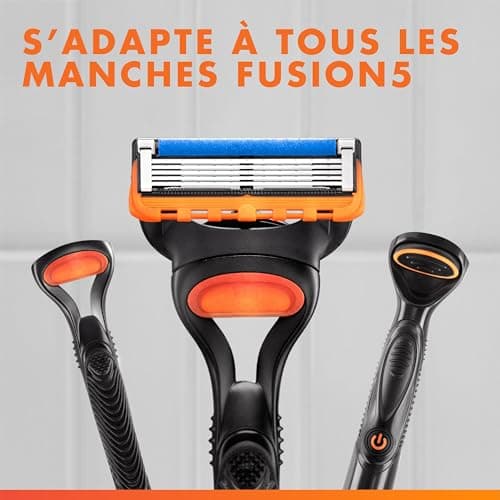 Gillette Rasoir Fusion5 Pour Hommes, Pack De 12 Authentiques, 5 Lames Lubrifiantes, Rasage Éfficace, Lot De Rechange Ave