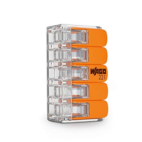 bornier Wago 221-415 5 voies transparent-orange pour professionnels usage industriel forte endurance et protection cont