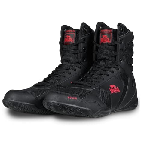 Lonsdale Chaussures de Boxe Mixte Heskin – Serrage Élevé, Idéal pour l'Entraînement Sportif — Noir Rouge