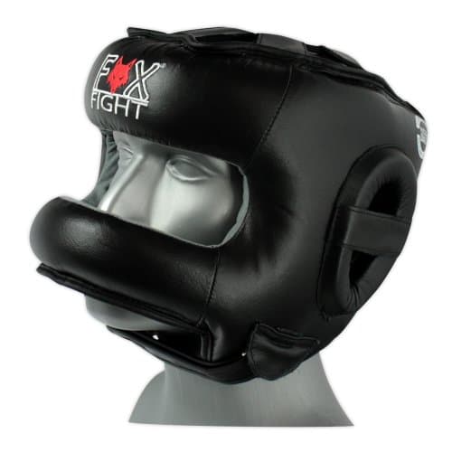 Fox de Protection Fight Arceau de Protection avec Nez Tête Schuts Headguard Cuir Noir