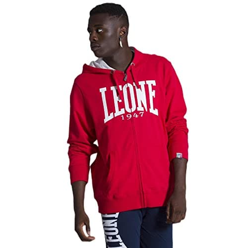 LEONE 1947 Sweat à Capuche zippé pour Homme en Hiver Foncé Comfortable et Chauffant L-SMALL