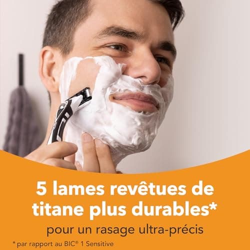 BIC Hybrid 5 Flex Recharges - Lot de 4 Unités de 5 Lames pour Rasoir Rechargeable Homme, Précis et Confortable Rasage Fi
