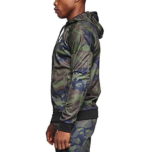 LEONE 1947 Sweat à capuche camouflage vert pour hommes sport et détente tout confort AB302