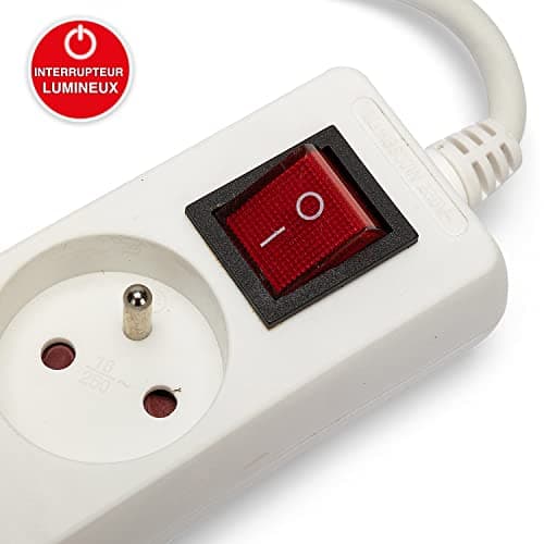Velamp Bloc Multiprise 10/16A avec Interrupteur - 5 Prises, 3G1mm2 Câble, Électrique Sûr pour Maison Bureau, Prise Multi