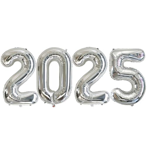 Ponmoo Foil Ballons Chiffre 5 Or, Grands Doré Ballon Numéro Décoration Mariage Anniversaire Party — 2025 Argenté