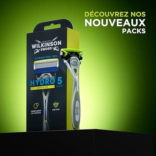 Wilkinson Sword Rasoir Sensitive pour Homme - Aloe Vera pour Réduire les Irritations & Lame de Précision - Pack de 4 Rec