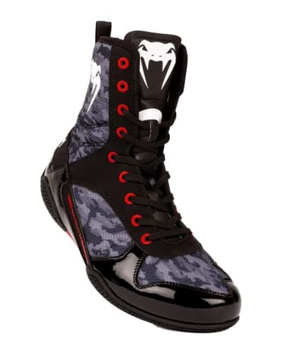 Venum Elite Chaussures de Boxe Mixte Adulte en Cuir Offre Supreme Impact Protection Taille 10 US Chaussures de Boxe Mixt — Camouflage Foncé