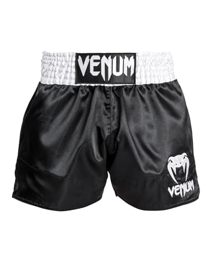 Short de MuayThai Venum Classique Homme - Shorts Venum Classique pour Sportifs - Shorts de MuaiThai Top Sélect — Noir/Blanc/Blanc