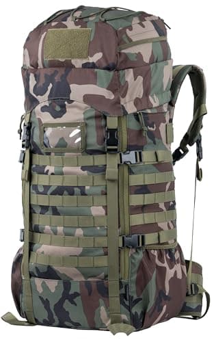 BACKFERRY Sac à dos tactique de 75 l avec cadre interne Molle système d'hydratation pour chasseurs et randonneurs — Camouflage M81