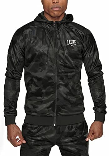 LEONE 1947 Camoblack Sweatshirt Hoodie pour Homme pour Sport et Daily Wear Fonctionnalités Techniques Taille S à L