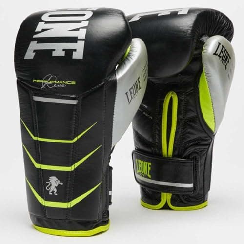 Lion Gant de Boxe GN110F + Technique + Hommes + Boxe Professionnelle + Pads Réfractaires + Couleur : Noir, Taille : M à