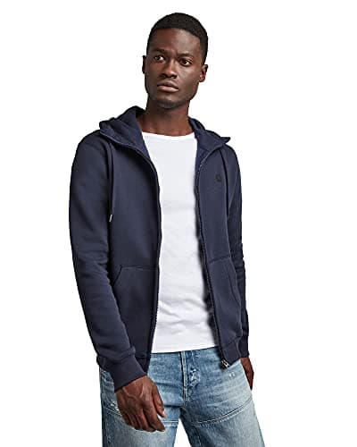 G-STAR RAW Homme Sweatshirt à Capuche Premium - Confort Élevé, Style Urbain, 100% Coton Bio — Bleu (Sartho Blue D16122-c235-6067)