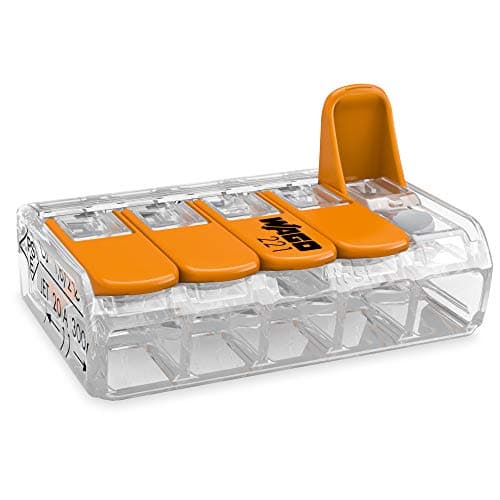 bornier Wago 221-415 5 voies transparent-orange pour professionnels usage industriel forte endurance et protection cont
