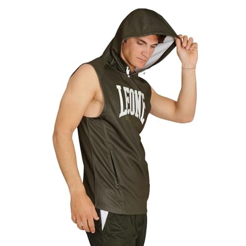LEONE 1947 Logo Hooded Sleeveless T-Shirt Tricot Homme Noir Taille M