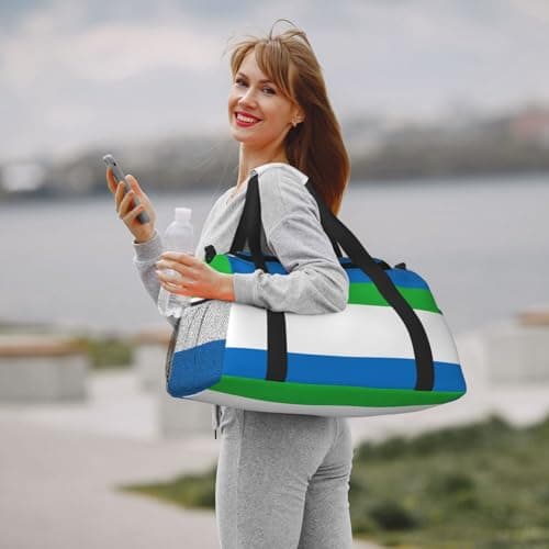 DngSer Sac de voyage à main pour femme avec drapeau de la Sierra Leone - Grand sac fourre-tout pour le camping et les vo