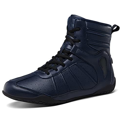 Youngtie Chaussures de Boxe pour Hommes Chaussures de Lutte Professionnelles Bottes de Boxe pour Entraînements Physiques — Bleu