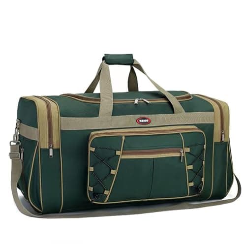 BAGZY Sac à Main Vert Jaune pour Homme - Grand Sac de Voyage Pliable Fitness (70L) pour Extérieur/Camping/Trekking (Vend