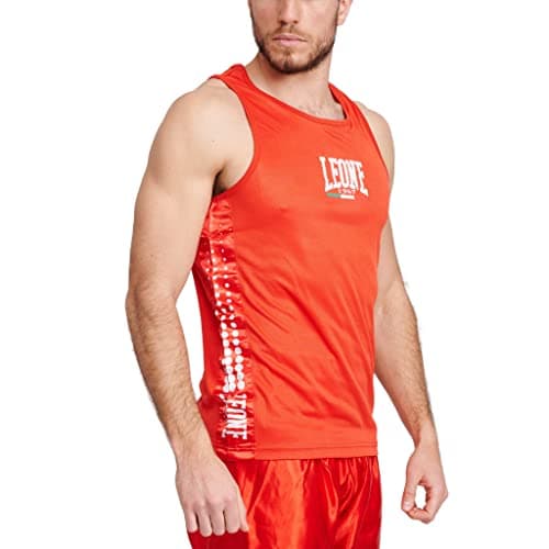 LEONE 1947 Gilet de Boxe Homme Respirant en PVC Durable pour Novices et Compétition 100% Secure — Rouge
