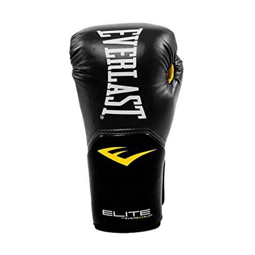 Everlast Elite 2 Gants de Boxe 12 oz (British Boxing Regulation) Renforté à Doigts Désolidarisés Cuir Dur Revêtement Got — Noir