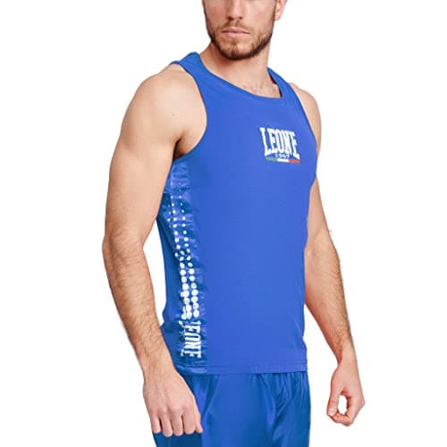 LEONE 1947 Gilet de Boxe Homme Respirant en PVC Durable pour Novices et Compétition 100% Secure — Bleu