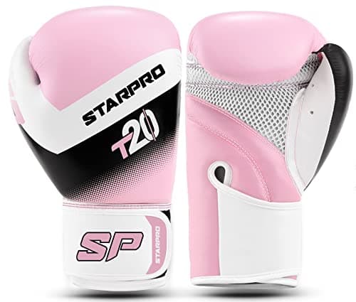 Gants de Boxe Starpro Obsidienne Noir Mat Cuir Fuax – Entraînement, Sparring et Kickboxing pour Adultes – 8 oz, 10 oz, 1 — Rose Clair