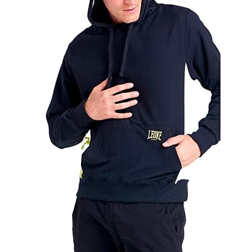 LEONE 1947 Sweat-shirt Homme Zippé Capuche College Ash Noir (09) Mporte confort & style aux activités quotidiennes