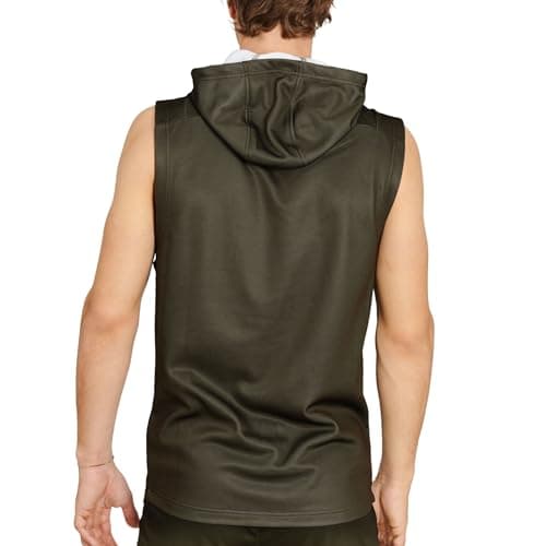 LEONE 1947 Logo Hooded Sleeveless T-Shirt Tricot Homme Noir Taille M