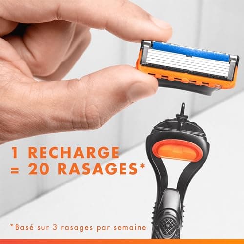 Gillette Rasoir Fusion5 Pour Hommes, Pack De 12 Authentiques, 5 Lames Lubrifiantes, Rasage Éfficace, Lot De Rechange Ave