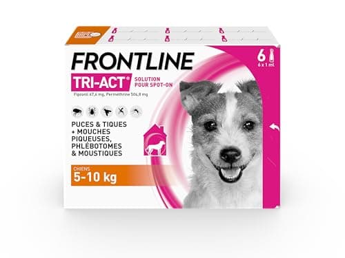 FRONTLINE tri-act pour chiens de 5 à 10 kg - Protection antiparasitaire efficace - 6 pipettes available
